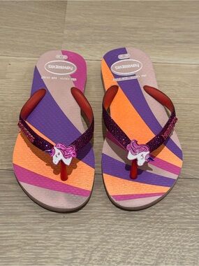 Havaianas Rainbow Unicorn Flip Flops Sandals - 31/32 Youth 1